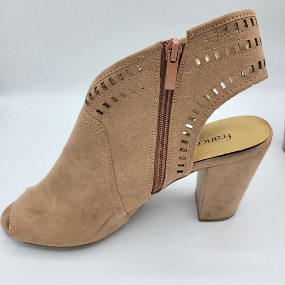Francesca's Suede Peep Toe Booties Boots Women's Size 10 - Picture 12 of 12